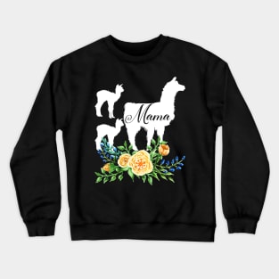 Mama Llama Floral Mom Of Two Flower Alpaca Llamas Lover Crewneck Sweatshirt